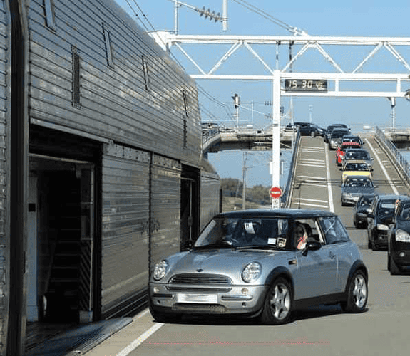 eurotunnel tickets Car driving on to Eurotunnel train.
