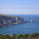 Isle of white needles which are big white rocks that point out of the sea. The picure is a sunny day so rare